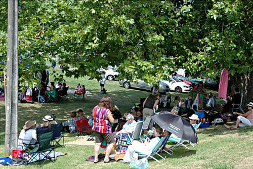 Crowd watching Highland dancing Paeroa