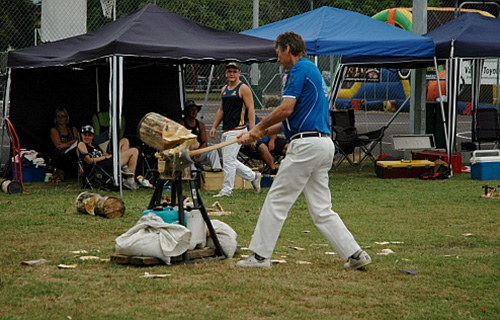 Wood chopping contest Paeroa Highland Games