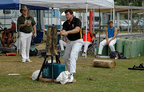 Wood chopping contest Paeroa Highland Games